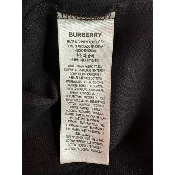 Burberry Black Stonely Logo Tape Cotton Pique Men's Polo Shirt Size SP - Picture 16 of 16